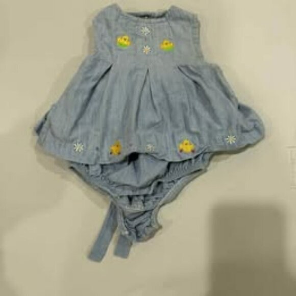 Y2K Little Me jean dress with onesie-3 Months - Picture 1 of 3